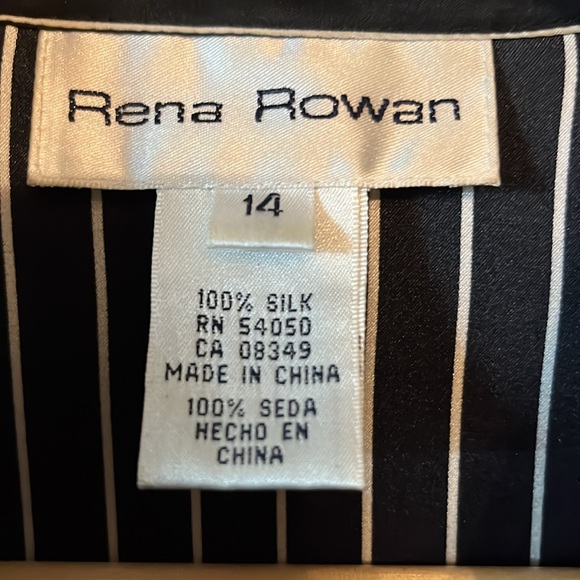 Rena Rowan women’s silk blouse in black w/cream stripe. Size 14 - Picture 3 of 4